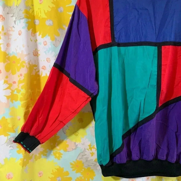 Mens colorblock 80s lightweight pull over crew neck sweater - Picture 4 of 11